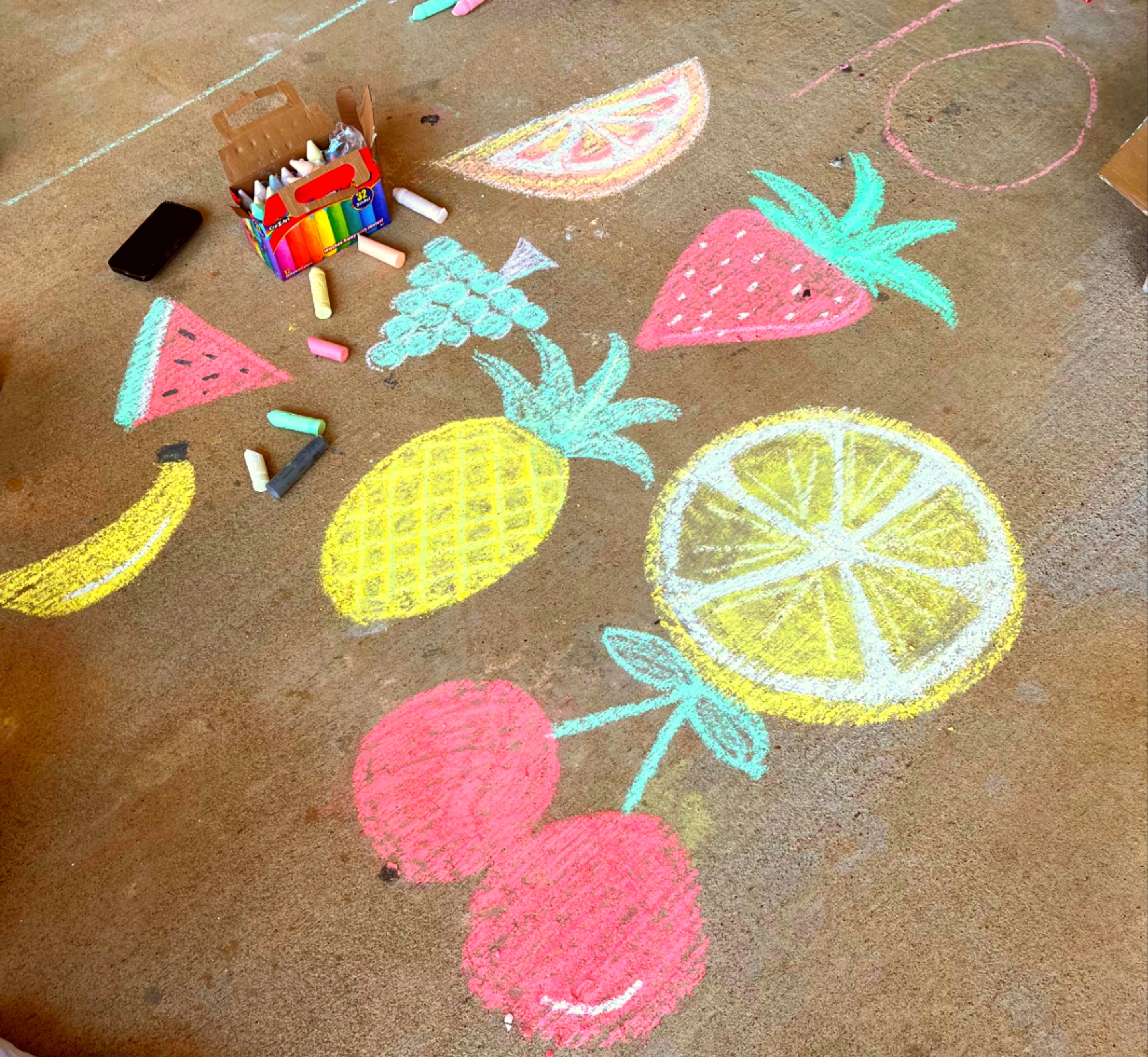 Close-up of colorful chalk pastels used at Chalk Your HeART Out festival